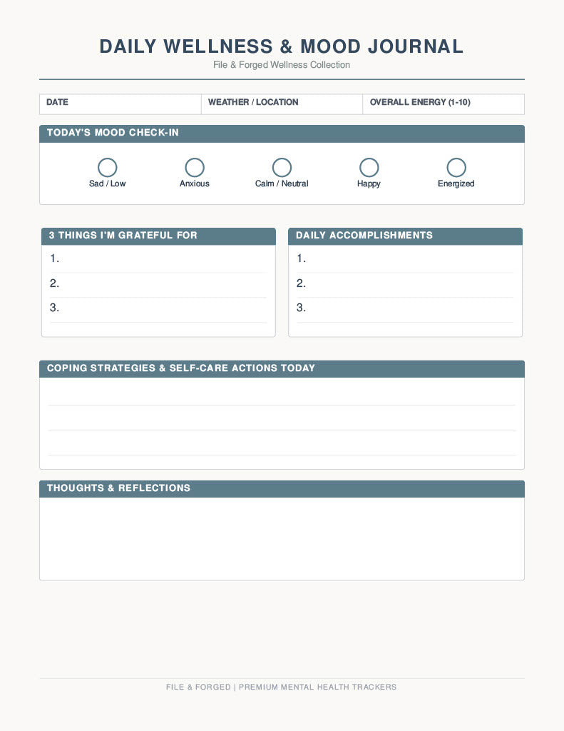 Daily Wellness & Mood Journal Download